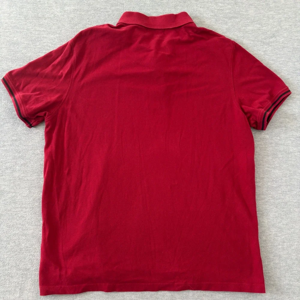 True Religion Mens Red Logo Collar Short Sleeve Cotton Pique Polo Shirt 2XL